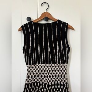 BCBGMaxAzria black knit dress with cream stripes